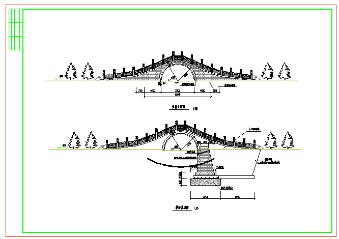 某钢筋砼结构石桥设计CAD平面布置图