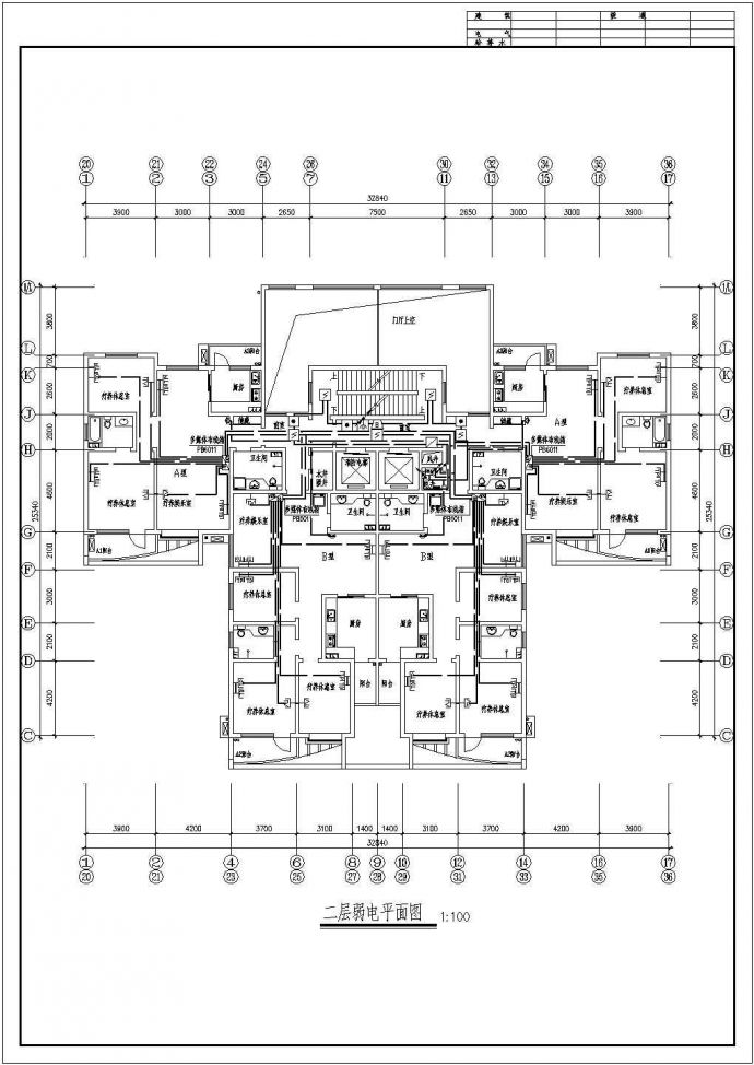 高层公寓弱电设计cad图，地下二层_图1