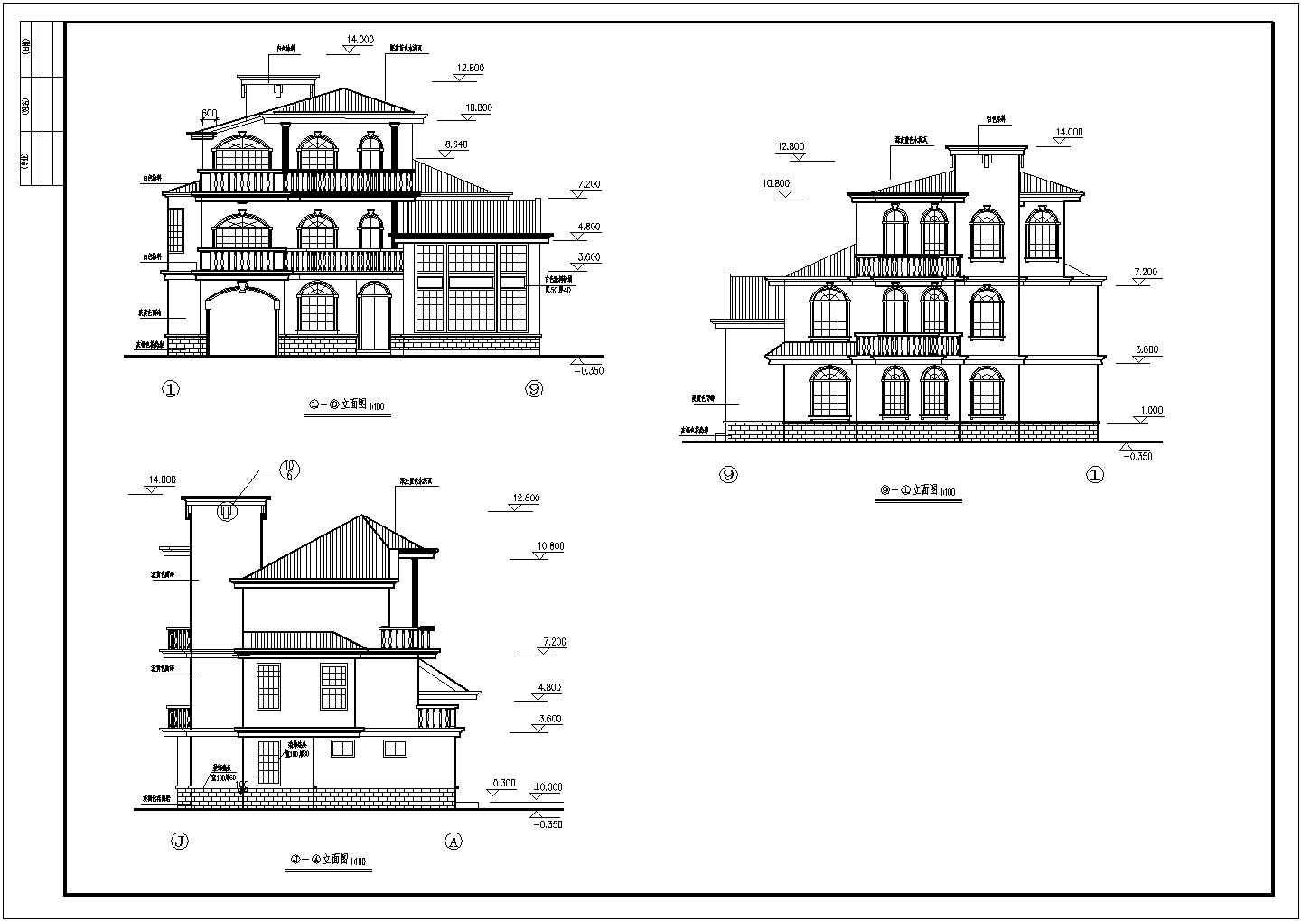 某别墅建筑结构建筑施工图纸（CAD）