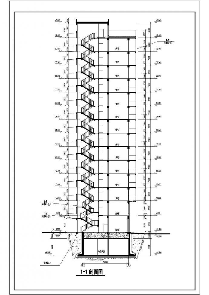 某地区高层住宅楼详细建筑设计施工图（最新）_图1