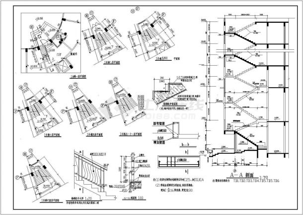 某商住楼楼梯设计CAD详图（很实用）-图二