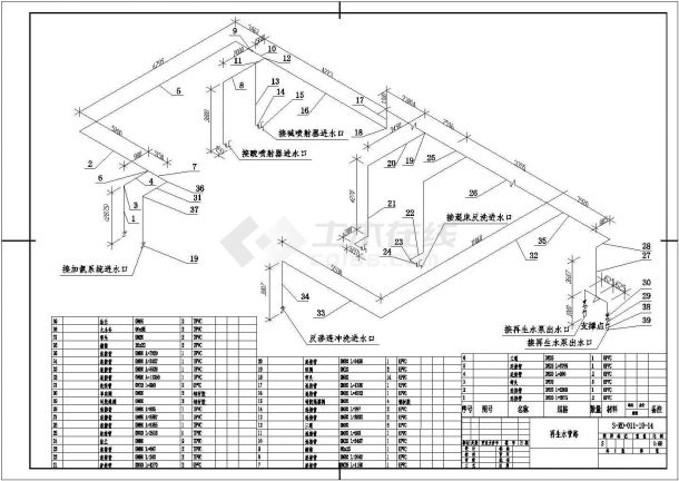 青岛市某化水站设备管路透视CAD布置图-图一