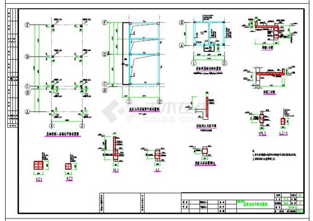 单层框架结构厂房仓库全套结构设计cad施工图（屋架为钢结构）-图二