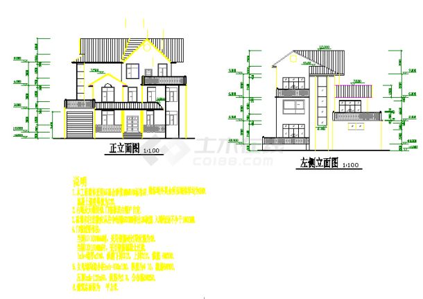 最新的自建农村三层小别墅建筑设计cad方案图（标注齐全）-图一