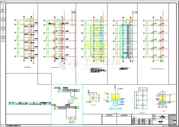 框架结构与钢结构组合厂房出货区结构设计cad施工图-图一