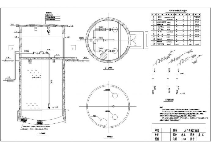 大口井施工图CAD图纸  直径3米_图1