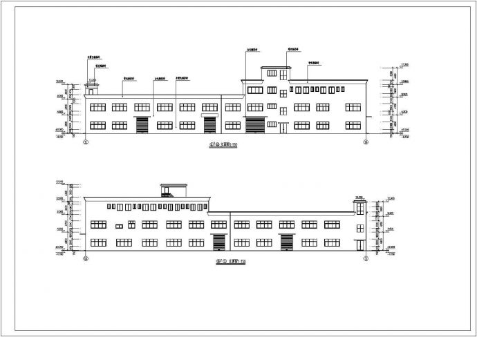 二层厂房局部4层建筑结构施工cad平面方案图（钢混平面整体法）_图1