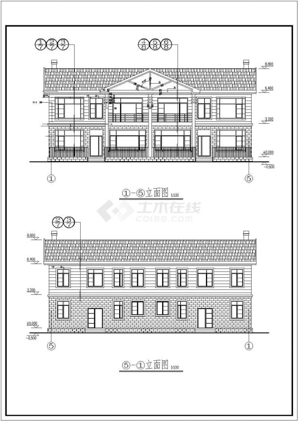 【山西】乡镇二层别墅建筑施工图，带效果图-图一