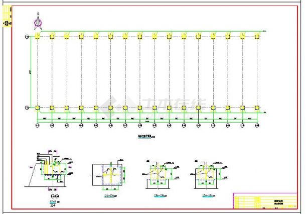 原煤堆棚网架结构设计cad施工图（独立基础）-图一