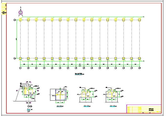 原煤堆棚网架结构设计cad施工图（独立基础）_图1