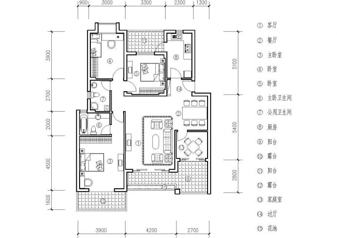 某地多层别墅平面户型建筑设计图纸_图1