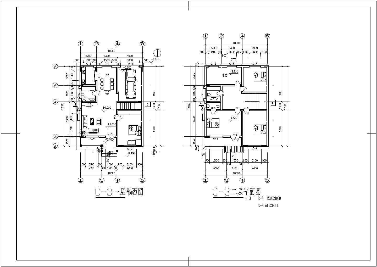 二层砖混结构户型别墅建筑设计施工图