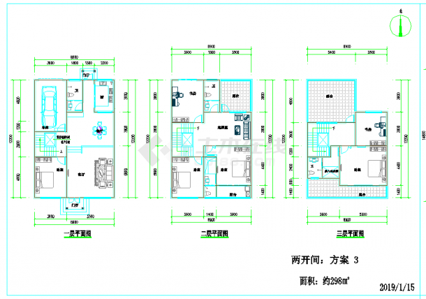 1-3层联排别墅，5种户型布局方案-图一