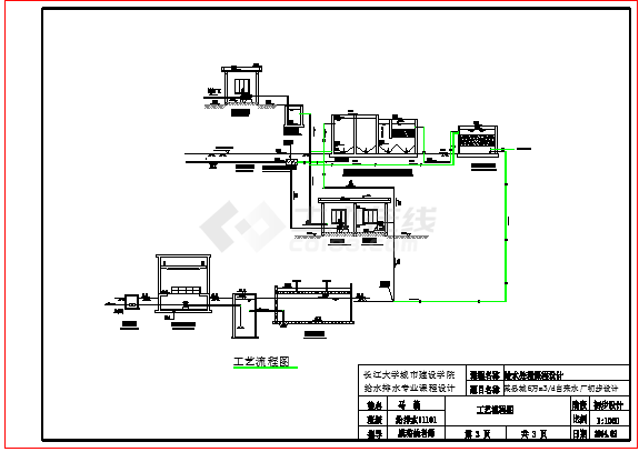 很有代表性的给水厂水处理工艺设计图CAD详图-图二