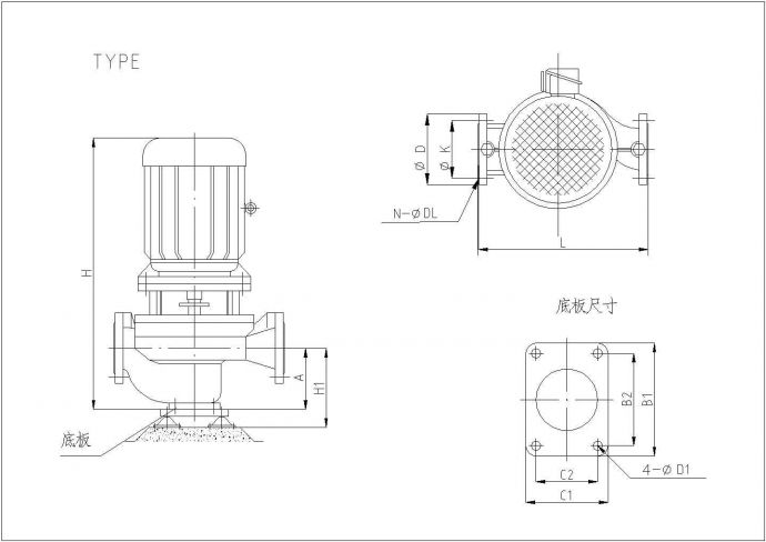 水泵CAD图纸含各种外形基础尺寸示意_图1