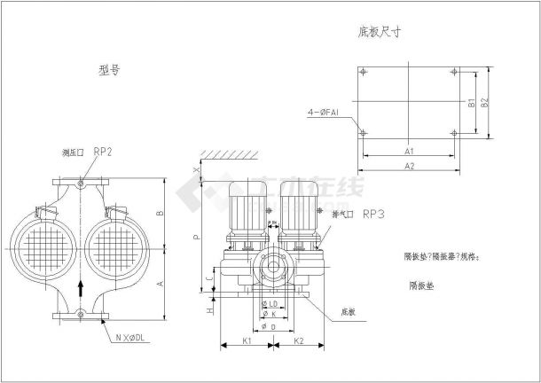 水泵CAD图纸含各种外形基础尺寸示意-图二