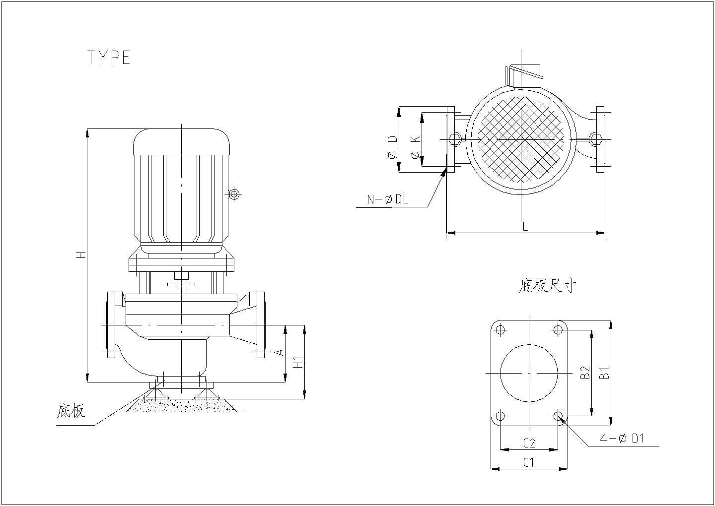 水泵CAD图纸含各种外形基础尺寸示意