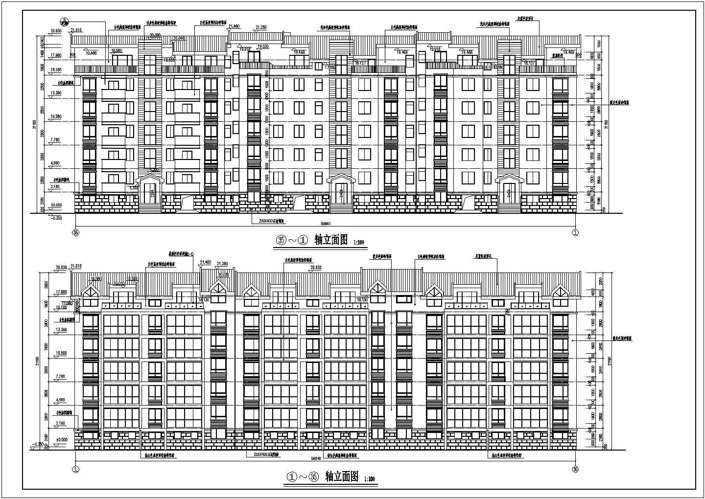 【扬州】某小高层三个单元一梯两户住宅楼建筑cad施工图（含总平面图）