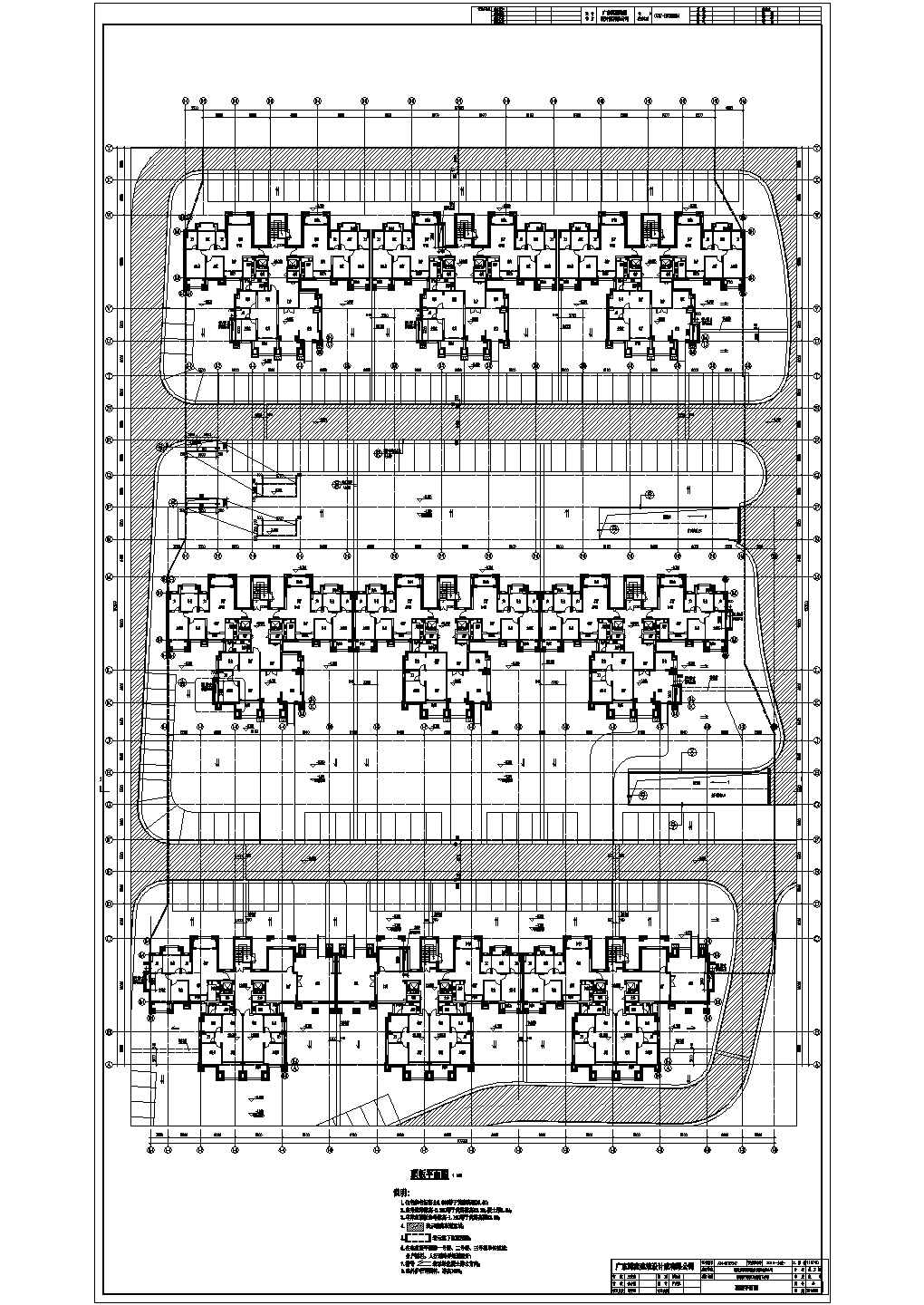 广东碧桂园地下车库建筑施工cad平面布置方案（容纳近400辆）