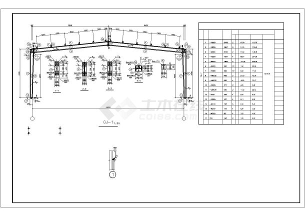 16米跨门式刚架结构结构厂房全套结构设计cad施工图-图一