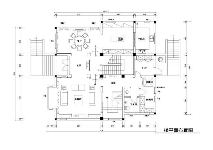 美式古典风格500平方三层独栋别墅含地下室装修施工图（附效果图）_图1