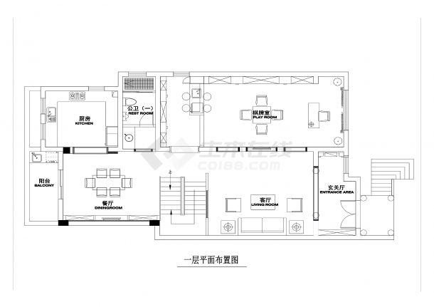 【苏州】黑白新古典《流金岁月》500平联体别墅装修施工图（附效果图）-图一