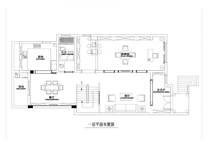 【苏州】黑白新古典《流金岁月》500平联体别墅装修施工图（附效果图）_图1