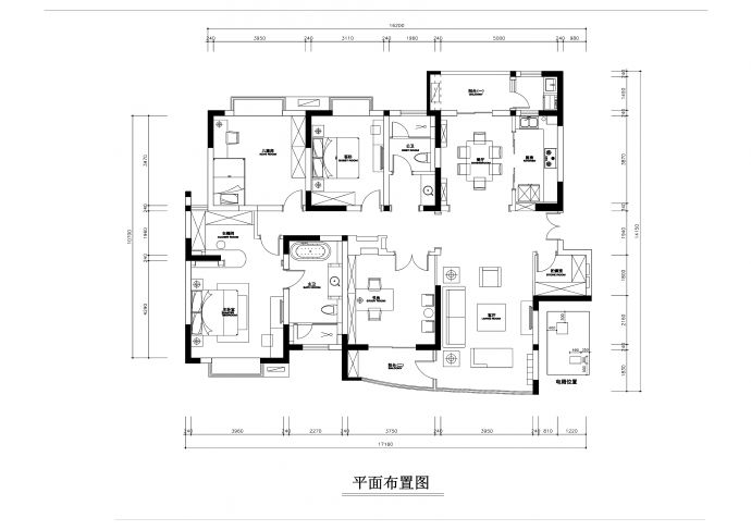 【昆山】花都艺墅欧式平层三室两厅公寓房装修施工图（附效果图）_图1