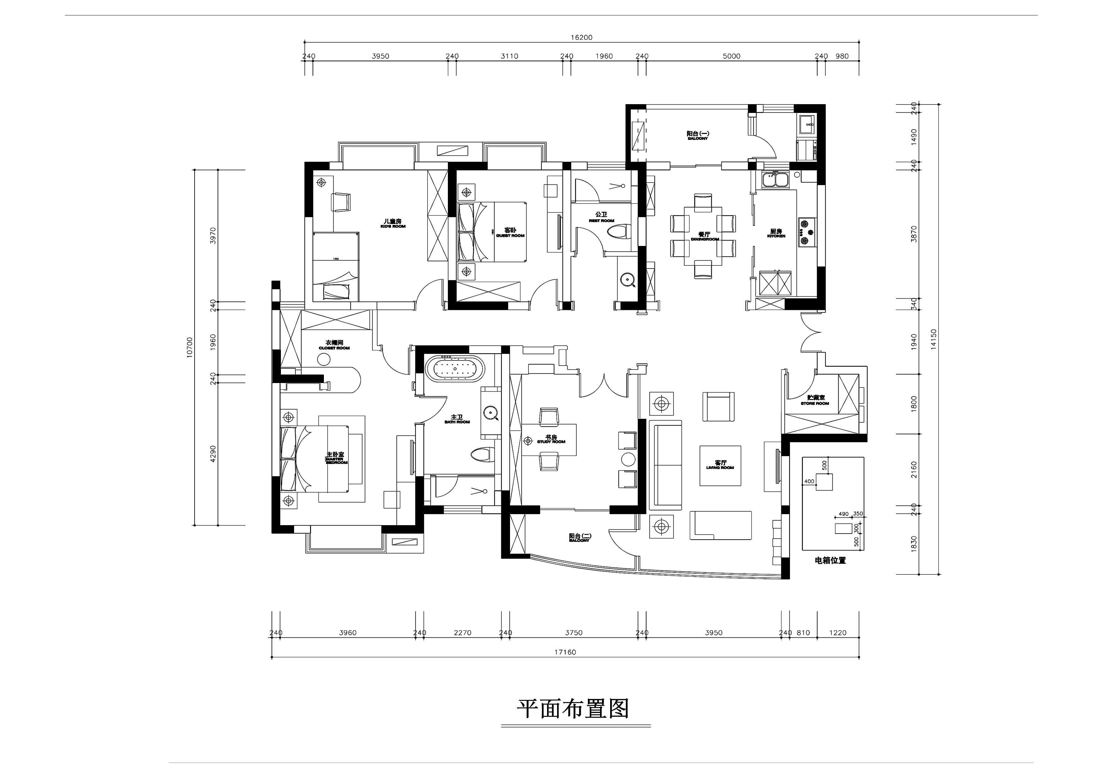 【昆山】花都艺墅欧式平层三室两厅公寓房装修施工图（附效果图）