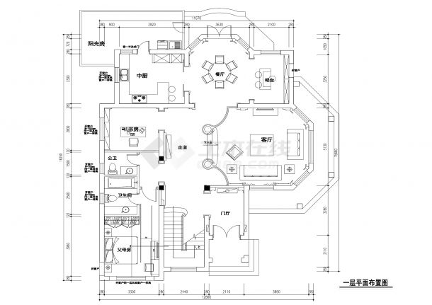 【常熟】润欣花园300平欧式二层独栋别墅装修施工图（附效果图）-图一