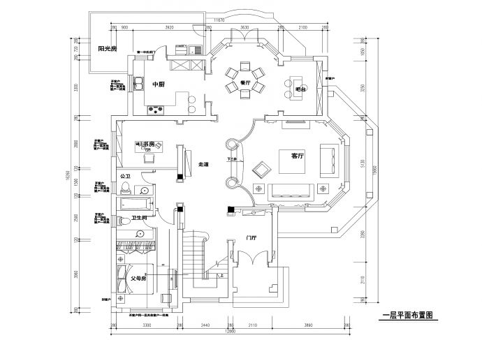 【常熟】润欣花园300平欧式二层独栋别墅装修施工图（附效果图）_图1