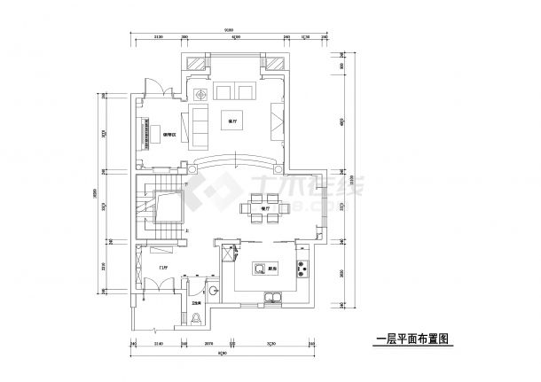 【常熟】尚湖山庄欧式三层联体别墅含地下室装修施工图（附效果图）-图一