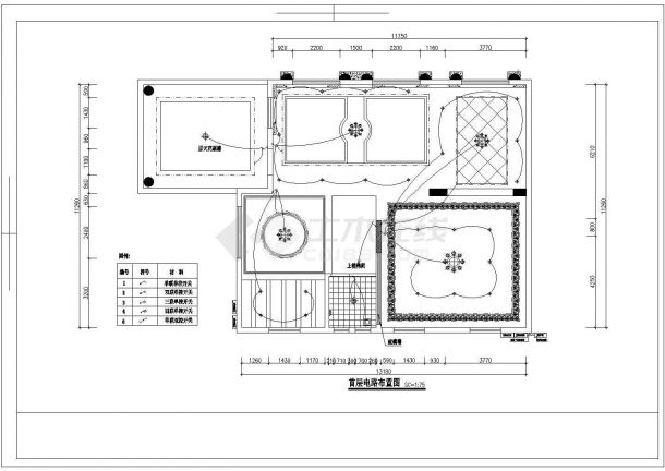 两层别墅CAD水电施工图带电路系统图-图二