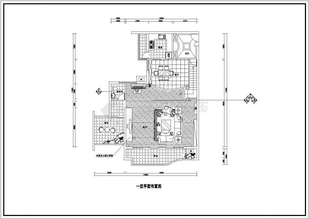 复式豪华三房大客厅精装修施工cad设计方案图-图一