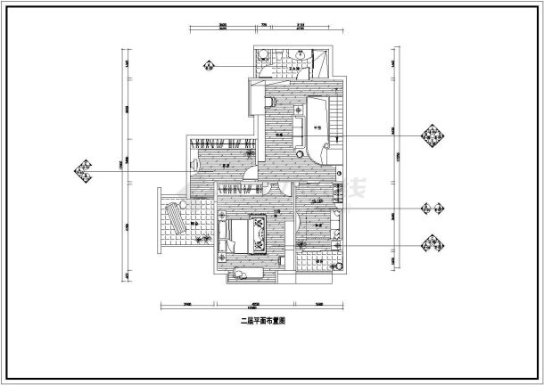 复式豪华三房大客厅精装修施工cad设计方案图-图二