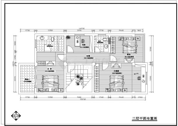 超豪华四层大气别墅装修设计cad施工方案图（长方形户型）-图二