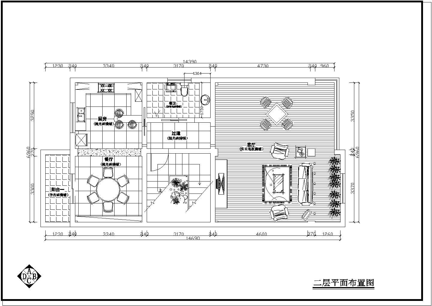 超豪华四层大气别墅装修设计cad施工方案图（长方形户型）