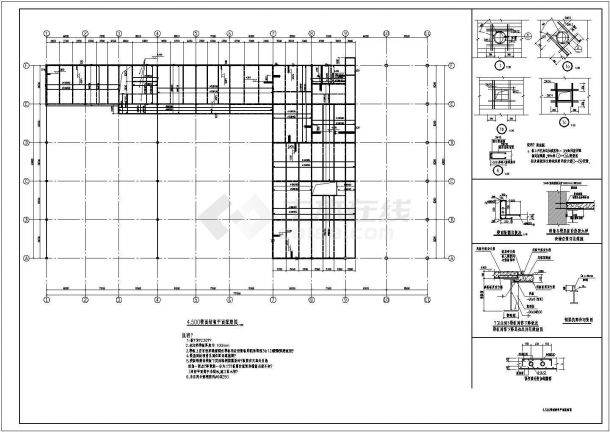 最新的二层钢屋面汽车4S店结构cad施工图-图二