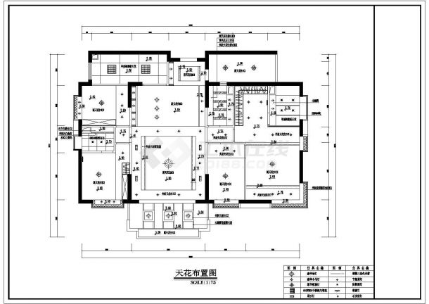 现代风格小四房户型装修施工CAD平面方案图（带客餐厅效果图）-图二