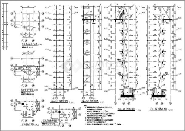 珠海某大酒店观光电梯10t钢结构施工cad布置方案图-图一