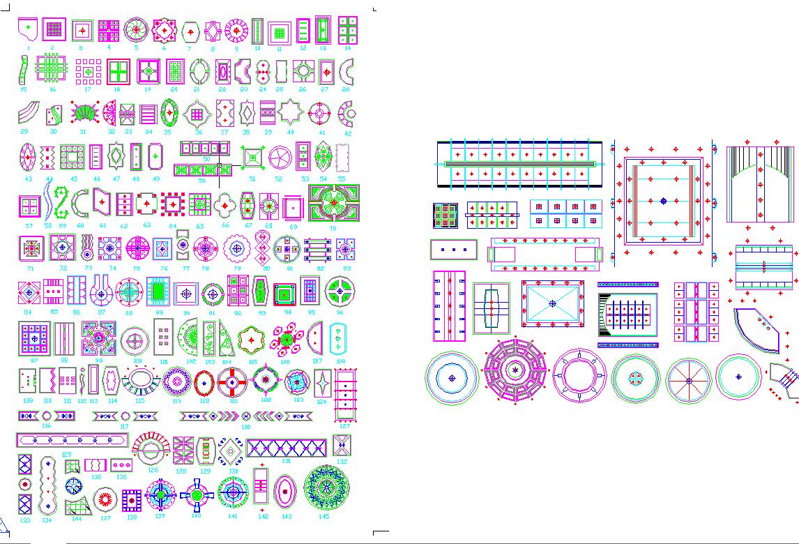 装修CAD图库_各式顶面吊顶花式cad图块