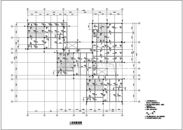小区幼儿园三层不规则建筑框架结构施工cad平面方案图-图一