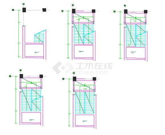 七层框架结构科技馆设计cad结构施工图（带连廊设计cad）-图二