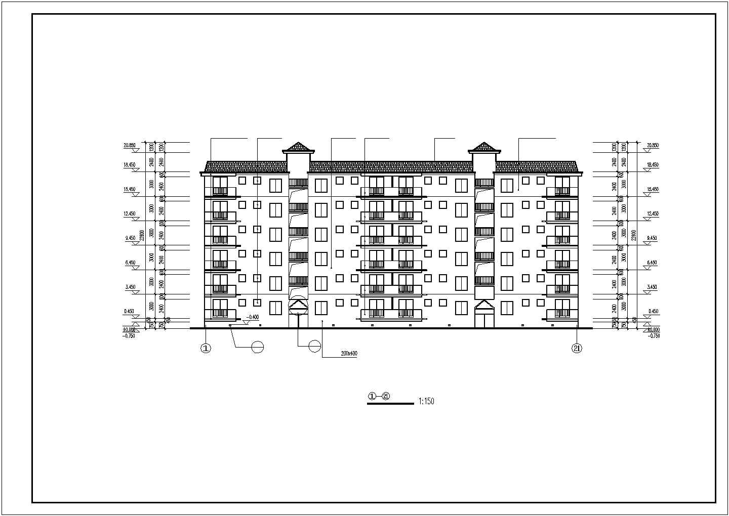 某七层砖混结构住宅楼建筑图纸（CAD）