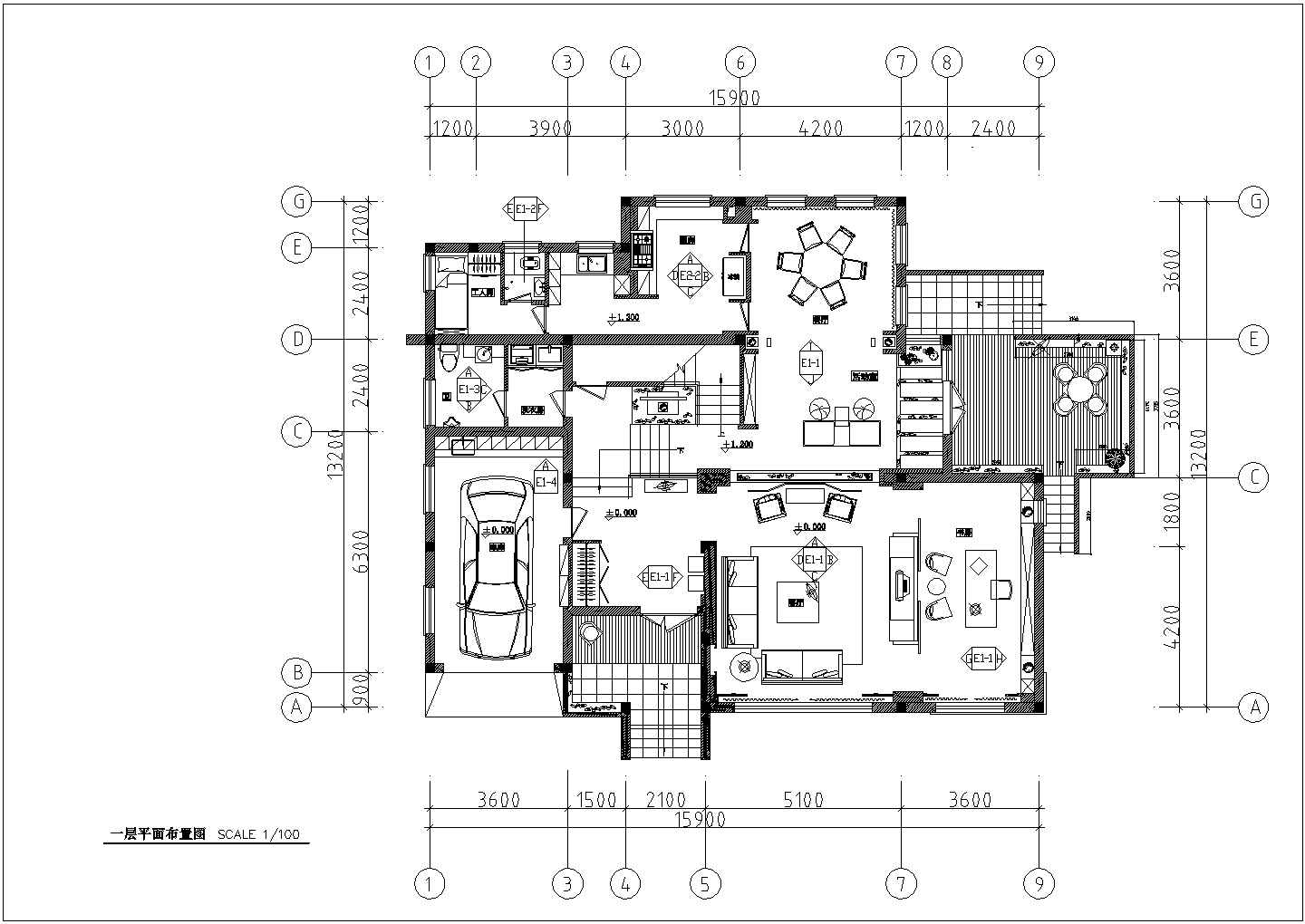 二层自建房别墅带休闲阳台现代家装施工cad平立面设计图纸