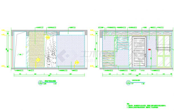 公寓楼区东南亚风格复式楼装修设计cad施工图（含材料表、效果图）-图一