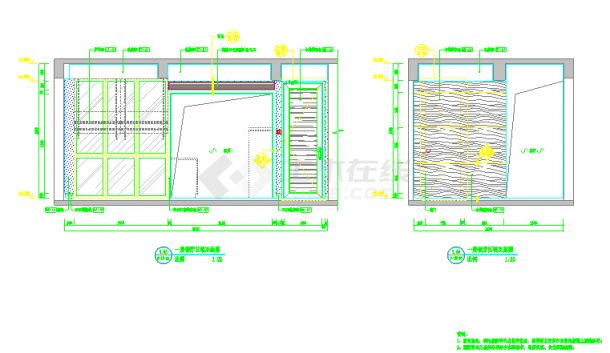 公寓楼区东南亚风格复式楼装修设计cad施工图（含材料表、效果图）-图二