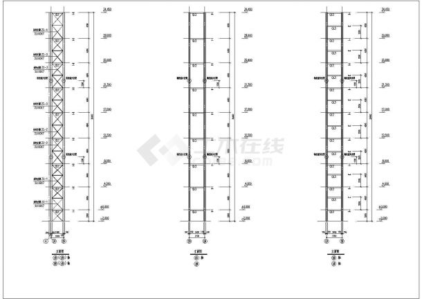 集团公司1t观光电梯钢结构施工cad设计构造方案图（抗震7度）-图一