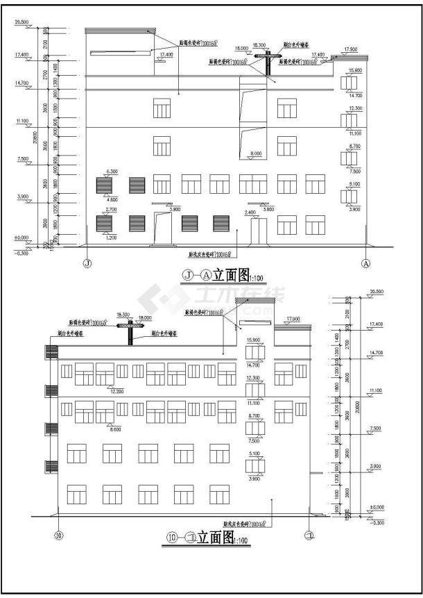 深圳甲级医院四层综合楼建筑结构施工cad设计方案图(浅灰和褐色瓷砖外墙)-图一