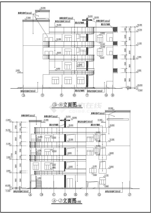 深圳甲级医院四层综合楼建筑结构施工cad设计方案图(浅灰和褐色瓷砖外墙)-图二